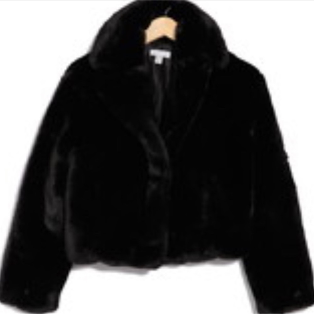 TOPSHOP Faux Fur Full Zip Hoodie Coat Jacket